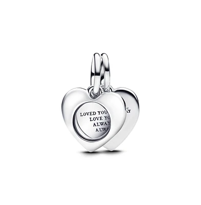 Pandora Engravable Heart Magnifying Glass Double Dangle Charms