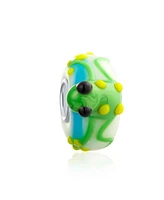 Bling Jewelry Green Yellow Toad Frog Glass Charm Bead European Bracelet 3D Lampwork Murano