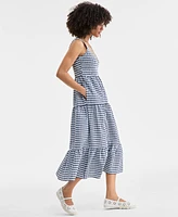 On 34th Women's Woven Gingham Tiered Scoop-Neck Tank Midi Dress