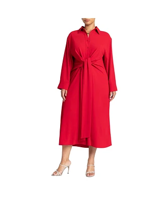 Eloquii Women's Tie Front Oversized Shirt Dress
