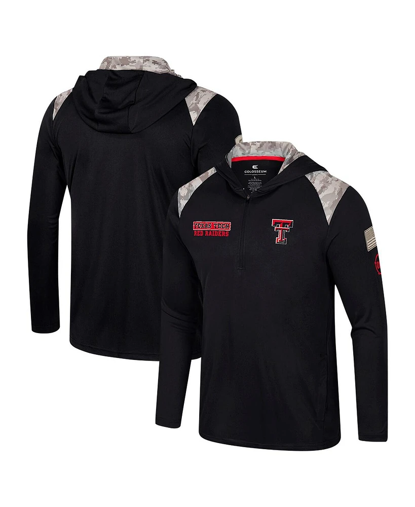 Colosseum Men's Black Texas Tech Red Raiders Oht Military Appreciation Quarter-Zip Hoodie Jacket
