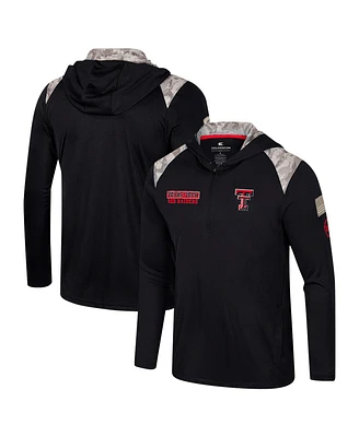 Colosseum Men's Black Texas Tech Red Raiders Oht Military Appreciation Quarter-Zip Hoodie Jacket