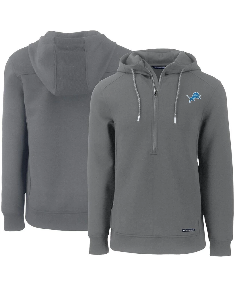 Cutter & Buck Men's Detroit Lions Primary Mark Roam Half-Zip Pullover Hoodie