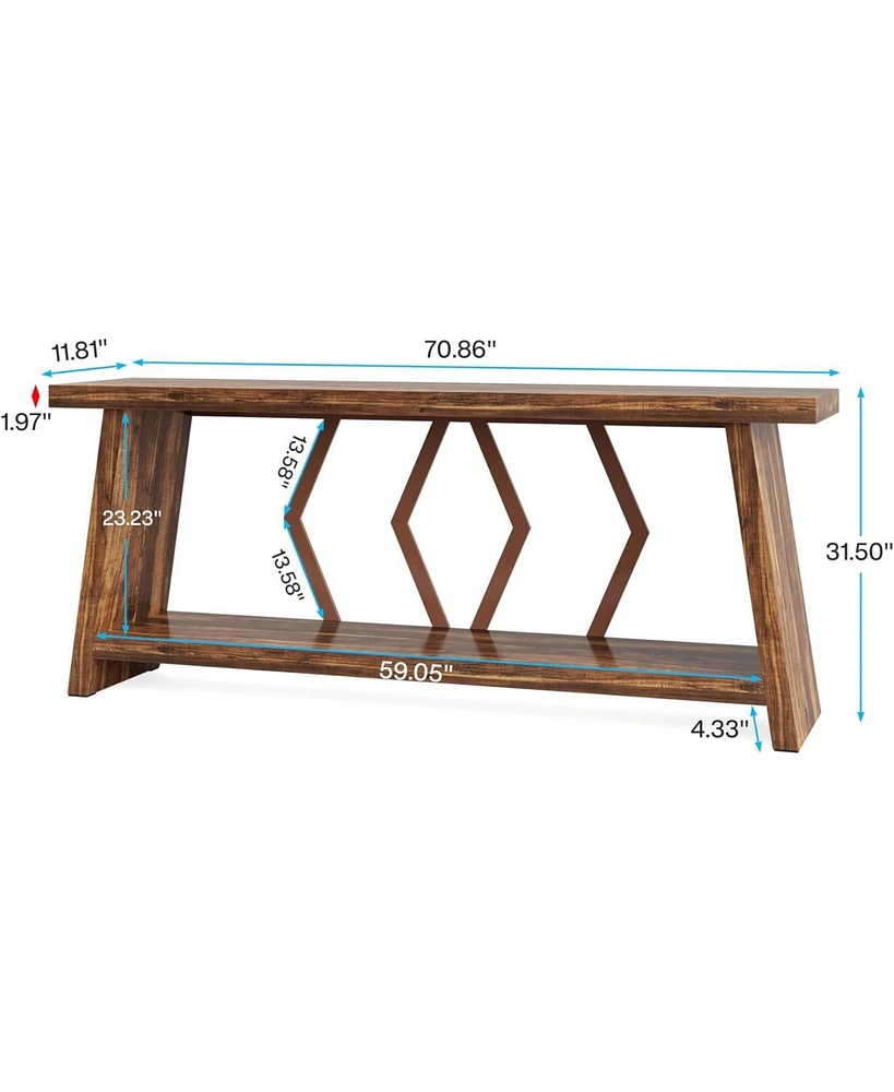 Tribesigns 70.86-Inch Long Sofa Table for Living Room, 2-Tier Narrow Console with Storage, Wood Foyer Entryway Couch Hallway, Entrance