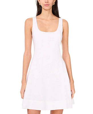 1.state Women's Scoop-Neck Full-Circle Linen-Blend Mini Dress