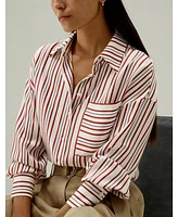 Lilysilk Women's Oversized Striped Silk-Twill Shirt