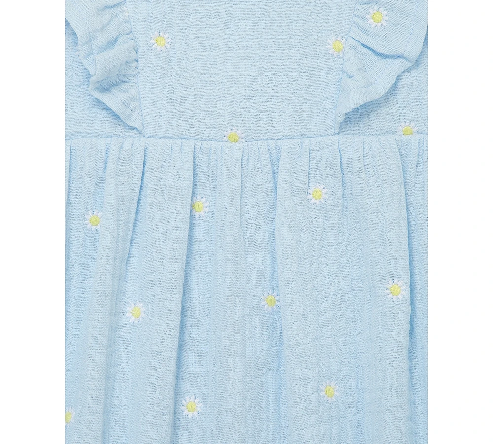 Little Me Baby Girls Cotton Gauze Daisy Romper & Headband