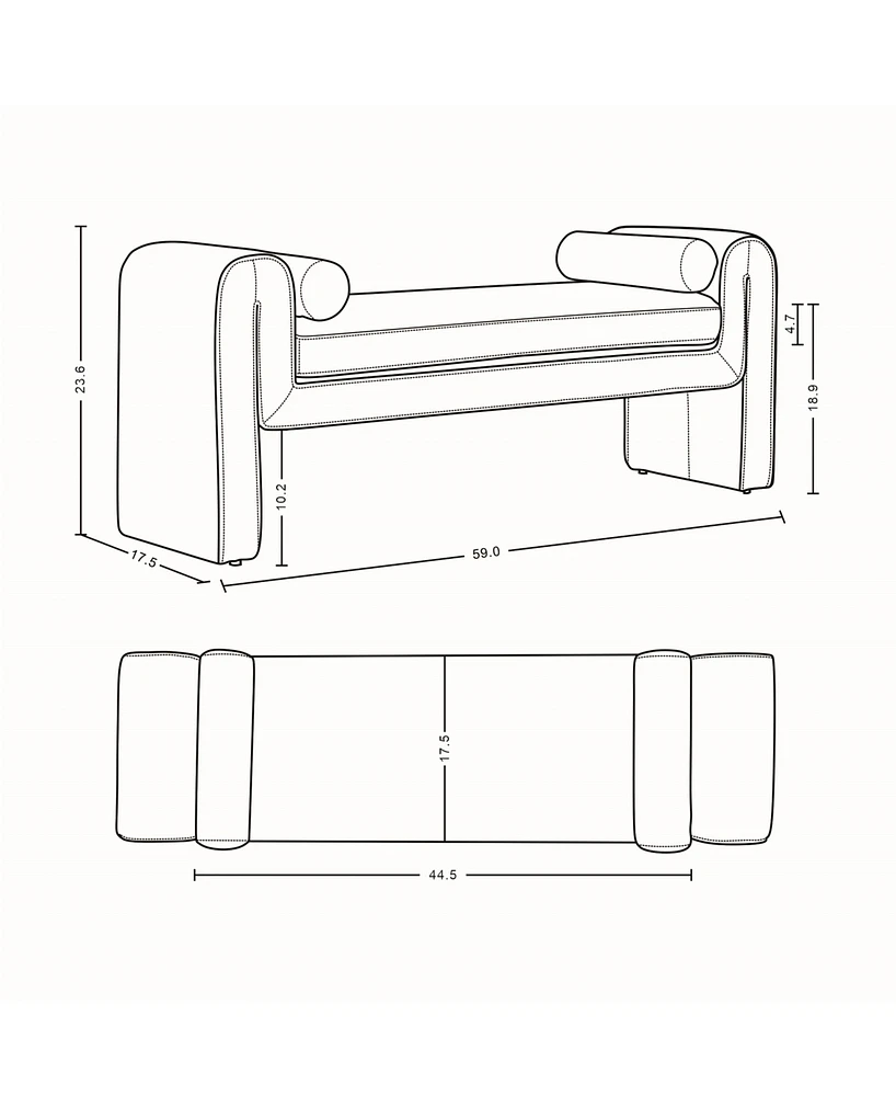 Manhattan Comfort 59" Concord Modern Chenille Bench