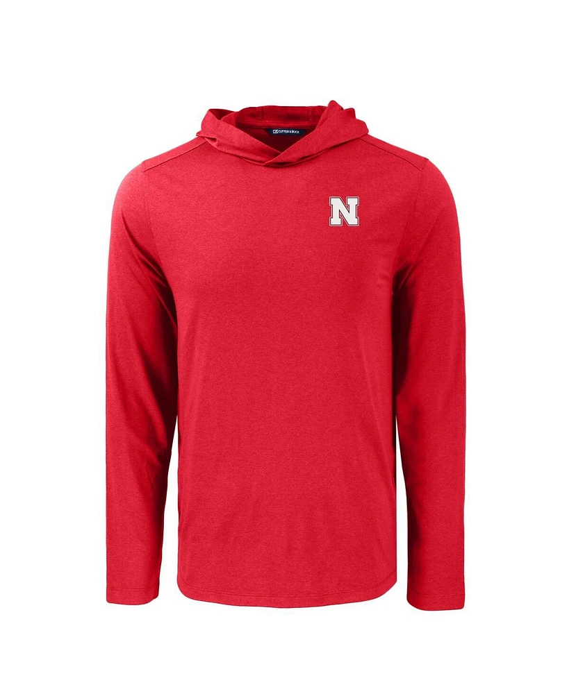 Cutter & Buck Men's Scarlet Nebraska Huskers Coastline Epic Comfort Eco Long Sleeve Hoodie T-Shirt