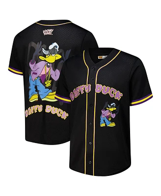 Freeze Max Men's Black Looney Tunes Hip Hop Daffy Button-Up Baseball Jersey