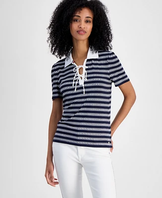Tommy Hilfiger Women's Dot-Stripe Polo Shirt
