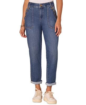 Democracy Petite "Ab"solution High-Rise Roll-Cuff Jeans