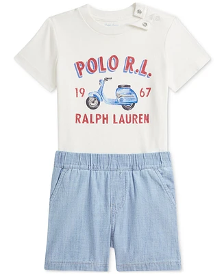 Polo Ralph Lauren Baby Boys Jersey Tee & Chambray Short Set