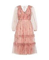 Plus Kitty Print Midi Dress