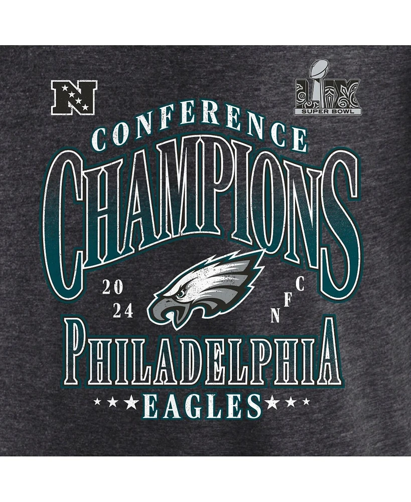 Fanatics Women's Heather Charcoal Philadelphia Eagles 2024 Nfc Champions Tri-Blend 3/4 Sleeve V-Neck T-Shirt