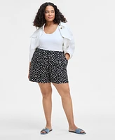 On 34th Trendy Plus Size Paint Dot Pull-On Shorts, Exclusively at Macy's