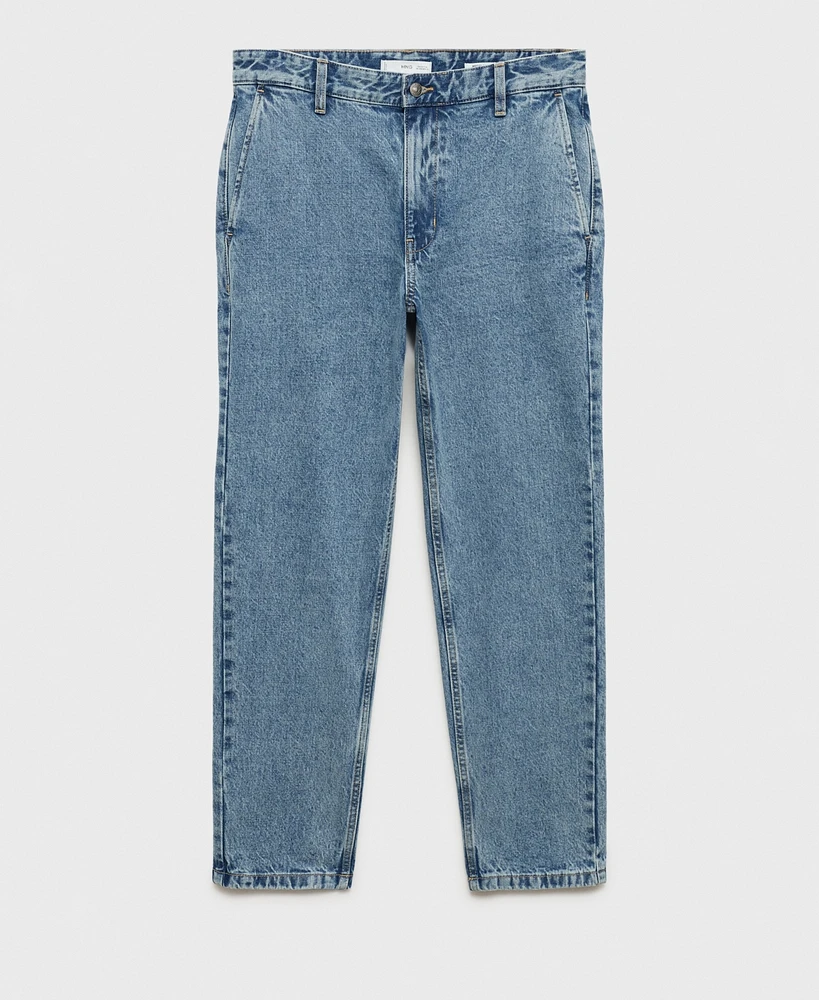 Mango Men's Worn Effect Straight Fit Jeans