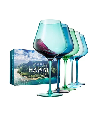 The Wine Savant Colors of Hawaii Beach Wine Glasses, Set of 5