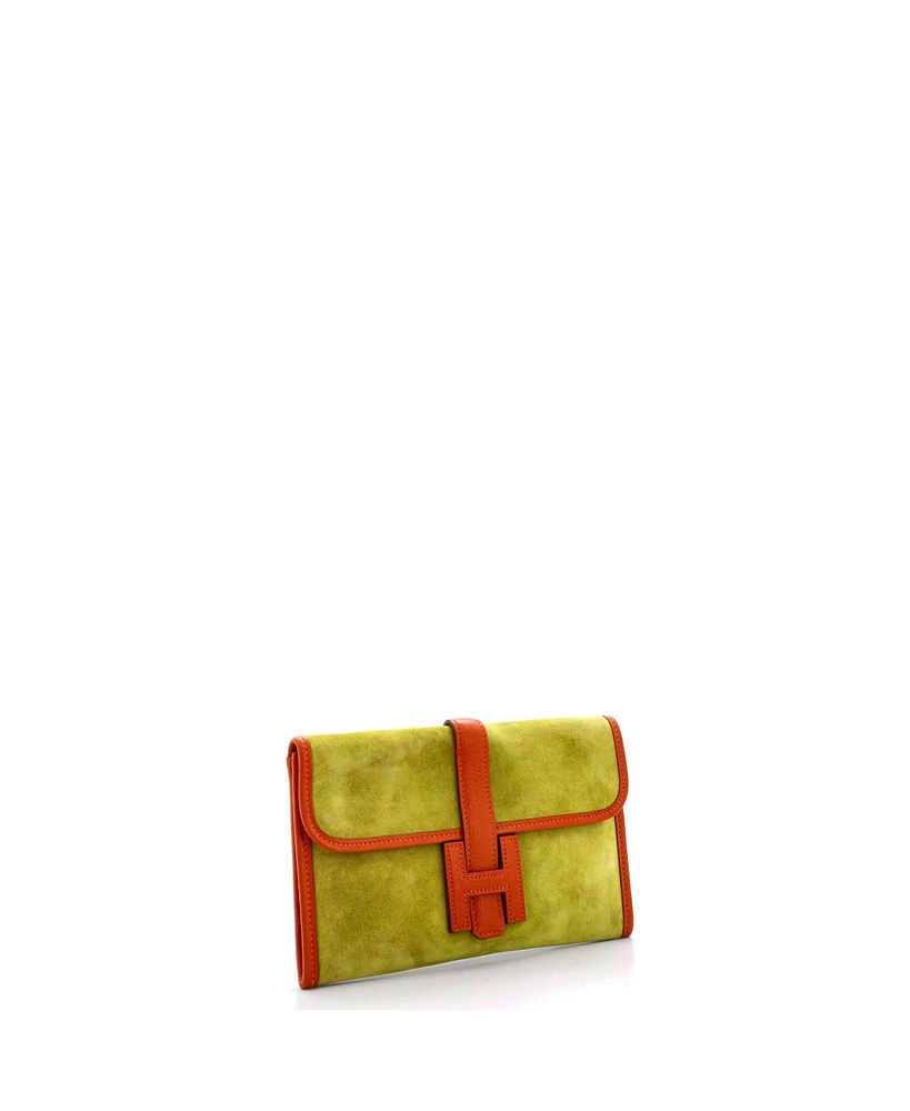 Pre-Owned HERMES 20 Jige Clutch Doblis Suede