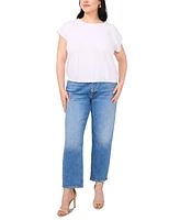Vince Camuto Plus Elastic-Hem Cap-Sleeve Top