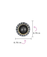 Bling Jewelry Balinese Button Style Clip-On Earrings in Simulated Pearl and Natural Stones