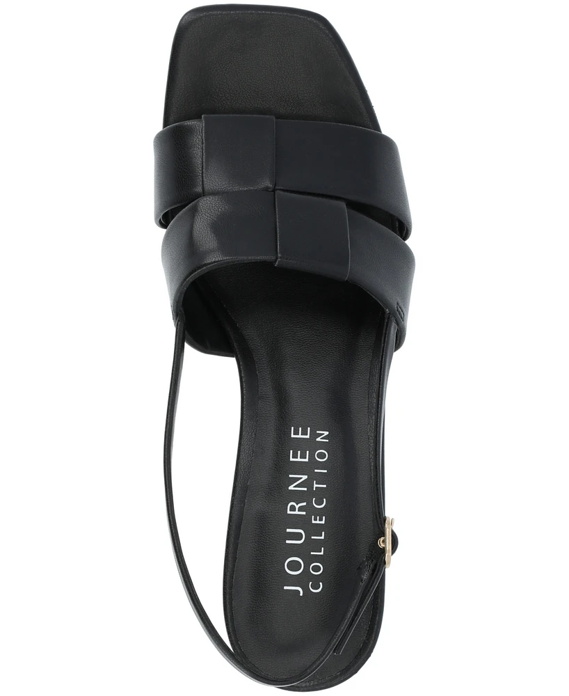 Journee Collection Women's Tabatha Block Heel Slingback Flat Sandals