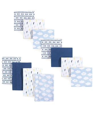 Luvable Friends Infant Boy Cotton Flannel Burp Cloths and Receiving Blankets, 11-Piece