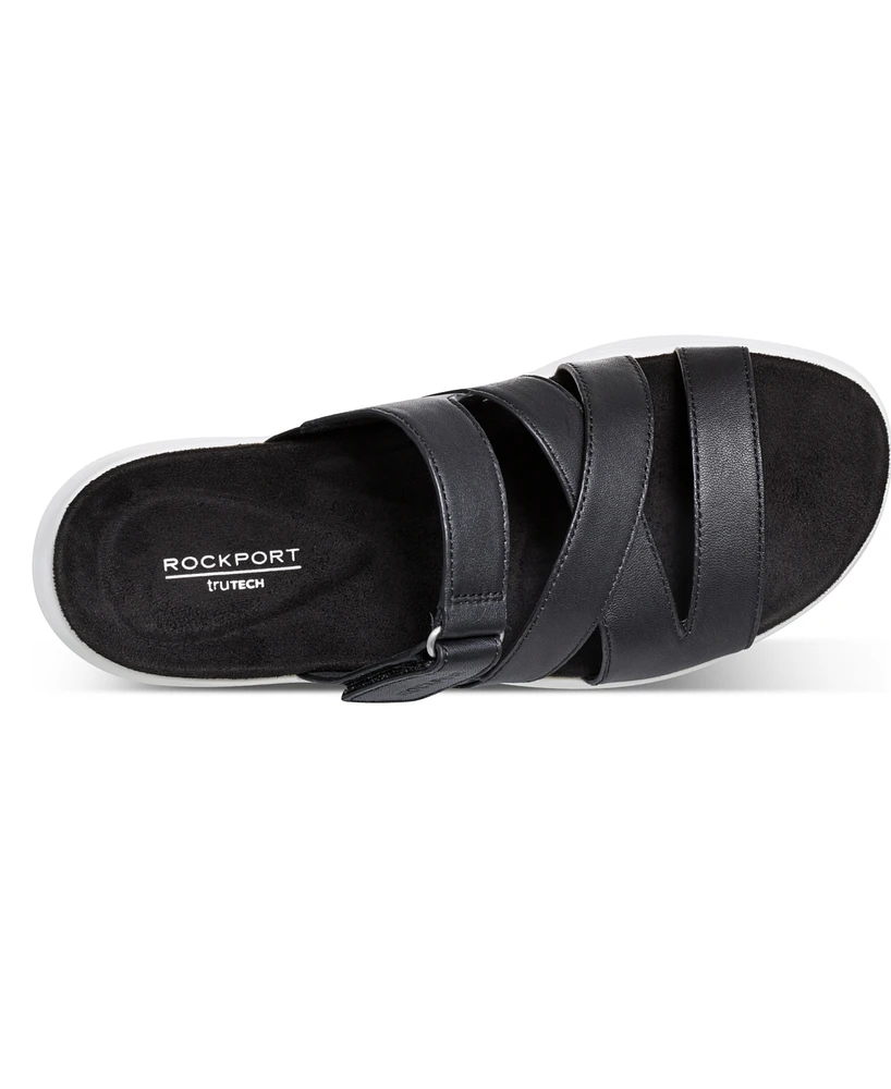 Rockport Women's Qwyn Slip-On Strappy Casual Wedge Sandals