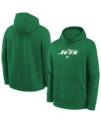 Nike Big Boys and Girls Kelly Green New York Jets Rewind Club Fleece Pullover Hoodie