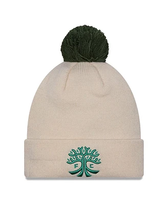 New Era Men's Cream Austin Fc Jersey Hook Cuff Knit Hat with Pom