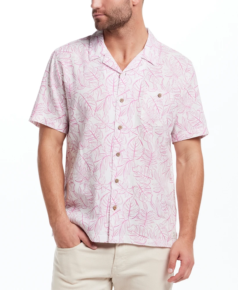 Weatherproof Vintage Men's Regular-Fit Palm Frond-Print Button-Down Camp Shirt