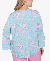 Ruby Rd. Plus Floral Puff Print Top