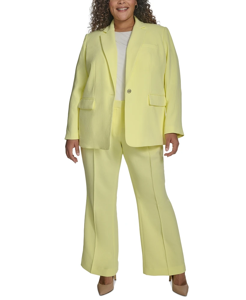 Dkny Plus Notched-Collar One-Button Crepe Blazer