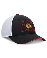 Fanatics Men's Black/White Chicago Blackhawks Authentic Pro Rink Trucker Hat