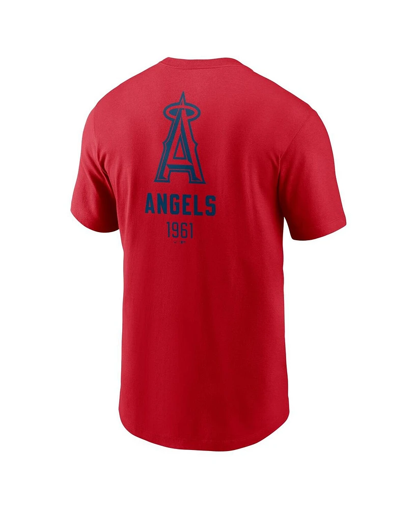 Nike Men's Red Los Angeles Angels Large Logo Back Stack T-Shirt
