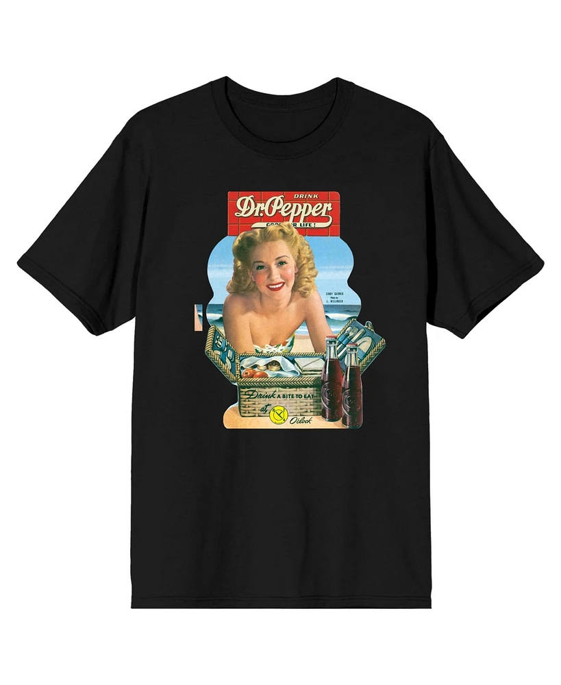 Dr. Pepper Men's Vintage Advertisement Black Short Sleeve Tee-Medium