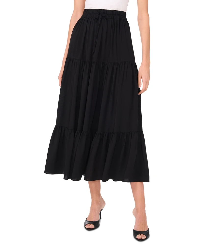 Sam & Jess Women's Challis Maxi Tie-Waist Tiered Skirt
