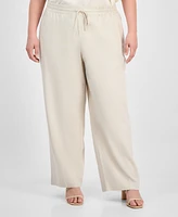 Jones New York Plus Size Linen-Blend Pull-On Pants