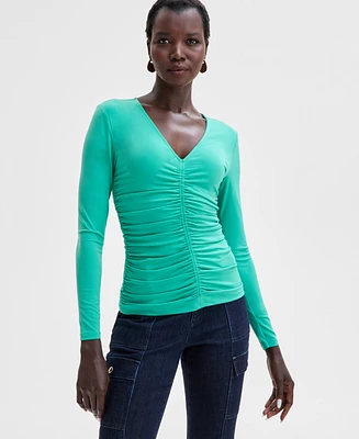 I.n.c. International Concepts Women's Ruched-Front Top, Exclusively at Macy's