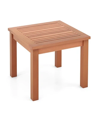Square Outdoor Adirondack Side Table with Slatted Top for Patio or Garden Use
