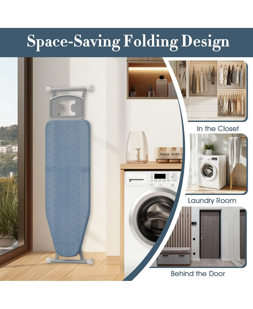 Foldable Ironing Board with 7 Adjustable Heights Heat & Scorch Resistant Fabric