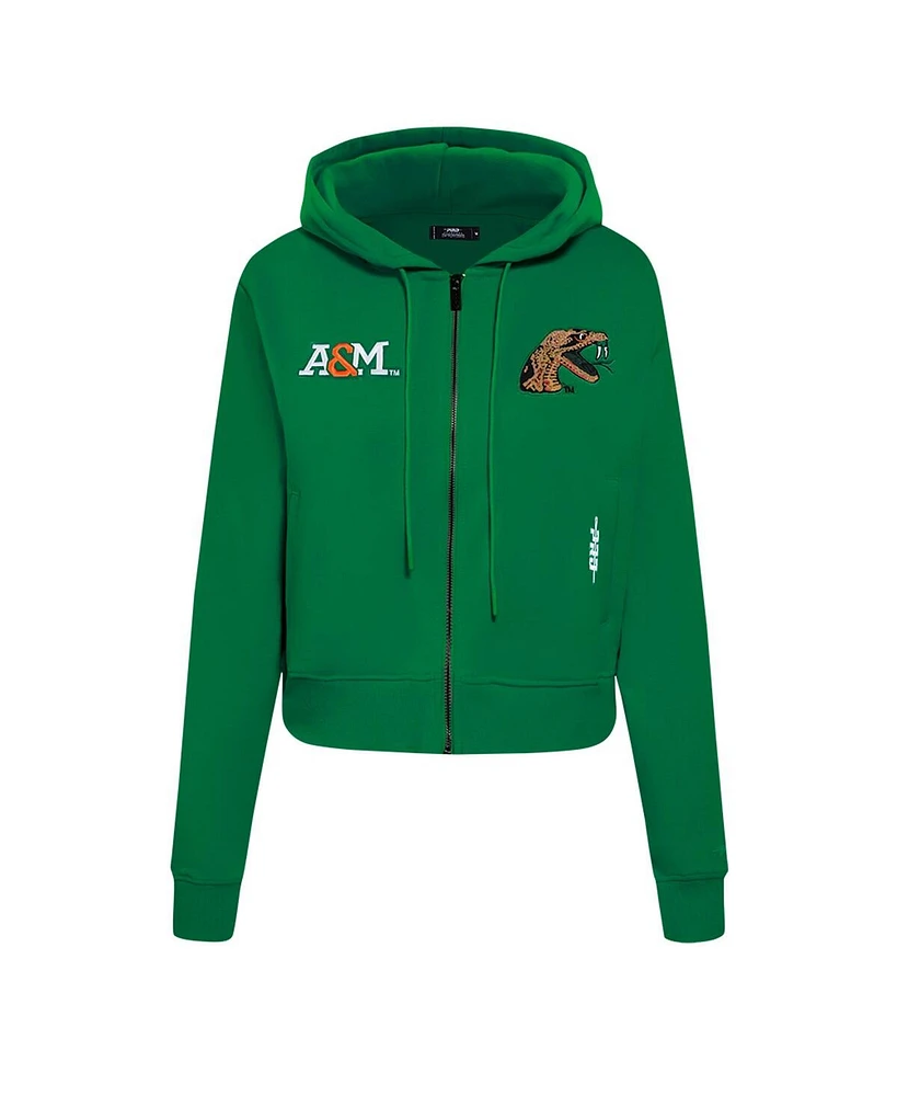 Pro Standard Women's Green Florida A&M Rattlers Game Day Sequin Full-Zip Hooded Jacket