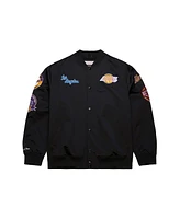 Mitchell & Ness Men's Black Los Angeles Lakers Blackout Collection Vintage Full-Snap Satin Jacket