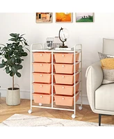 10-Drawer Rolling Storage Cart Spacious and Portable Storage Organizer for Home or Office