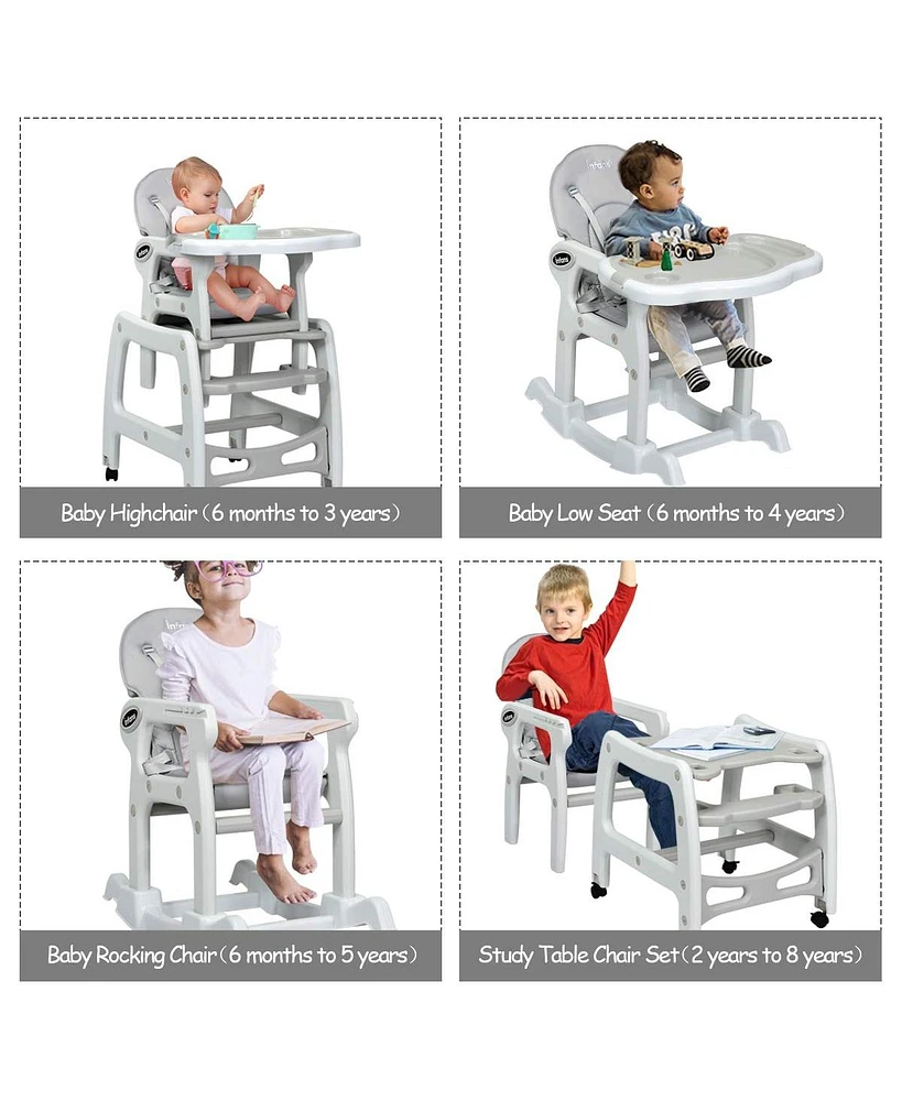 3-in-1 Baby High Chair with Lockable Universal Wheels