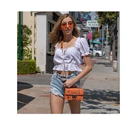 Susu Studded Small Leather Crossbody Bag Orange Purse Cute Handbag Women's Handbag with Top Handle