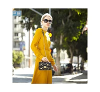 Susu Studded Small Leather Crossbody Bag Black Purse Women's Handbag with Top Handle