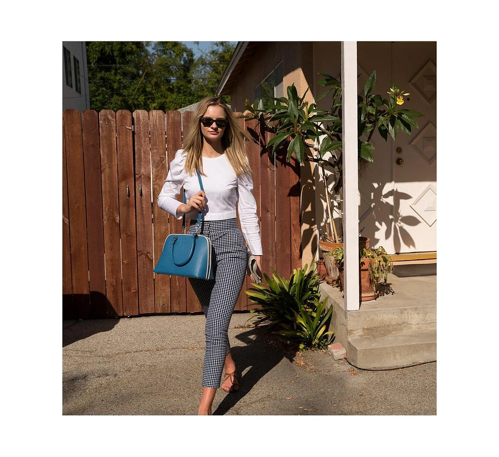 Susu Saffiano Leather Satchel Bag Blue Purse Women's Handbag