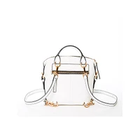 Susu White Leather Backpack Purse Convertible Medium Crossbody Bag for Women with Front and Back Pockets