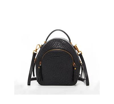 Susu Small Black Leather Backpack Purse for Women Convertible Crossbody Bag Women's Handbag